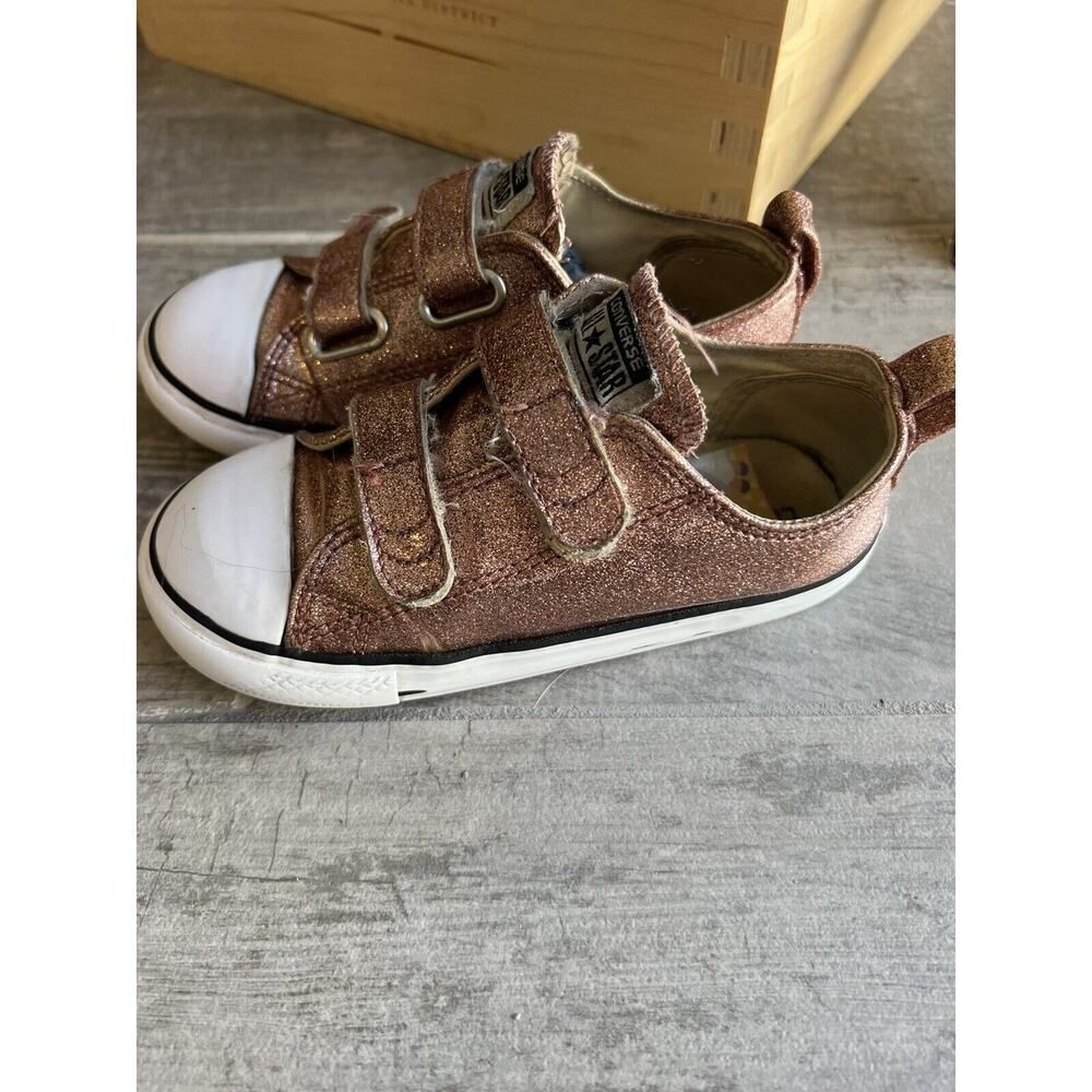 Converse All Star Toddler Girls Glitter Pink Low Top Easy On Sneakers Shoes 10